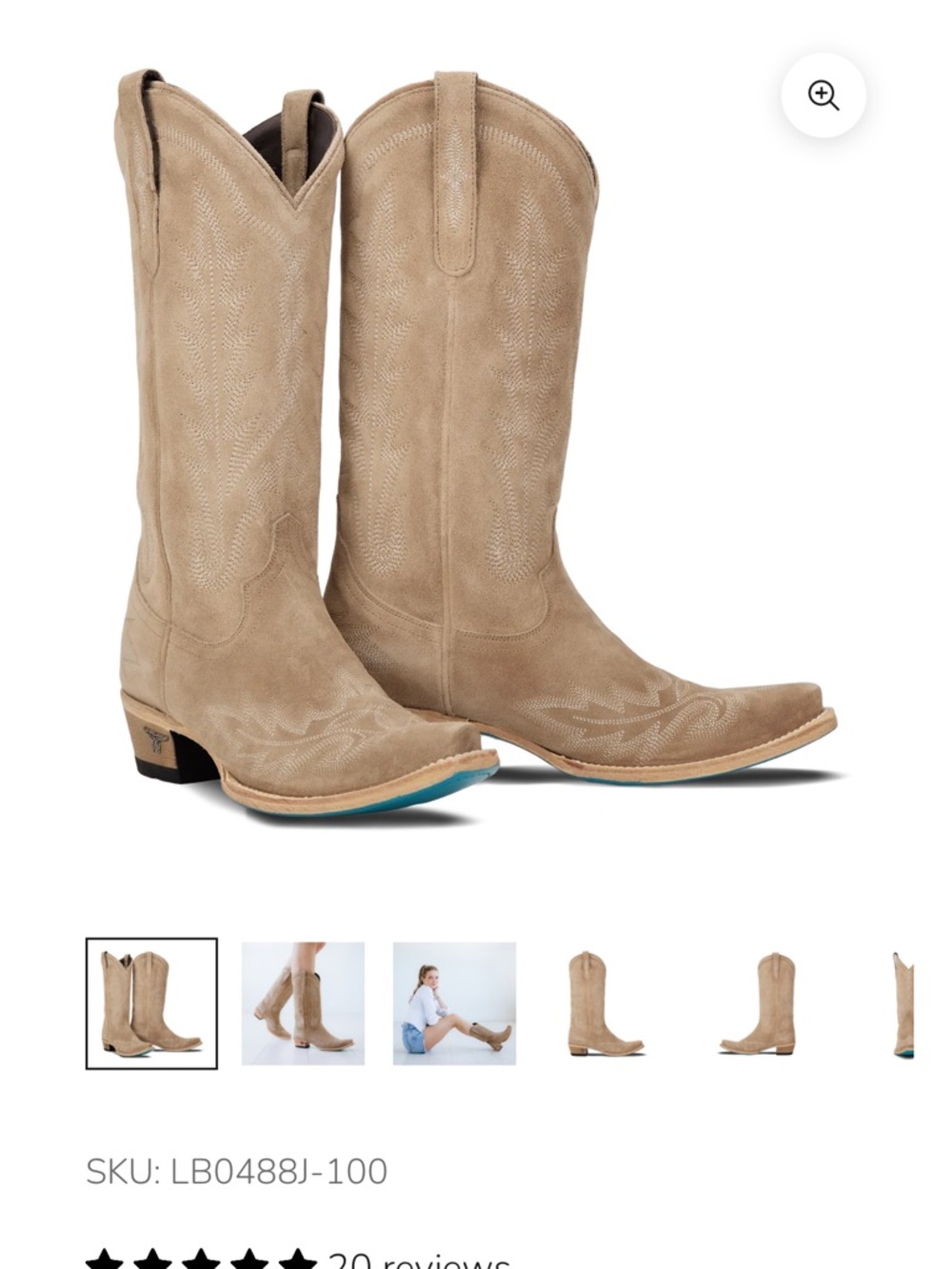 Beige Suede Western Knee Boots - Women's Heeled Cowboy Style